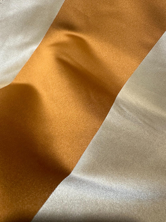 DARK GOLD BEIGE Striped Taffeta Brocade Drapery Fabric (54 in.) Sold By The Yard