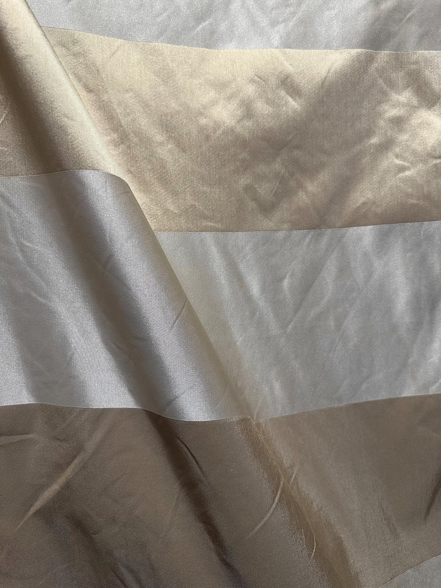 IVORY GOLD Striped Taffeta Brocade Drapery Fabric (54 in.) Sold By The Yard