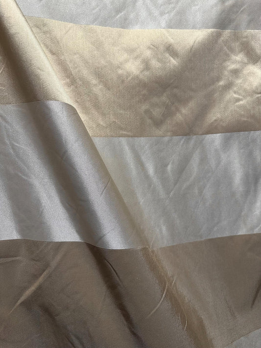 IVORY GOLD Striped Taffeta Brocade Drapery Fabric (54 in.) Sold By The Yard