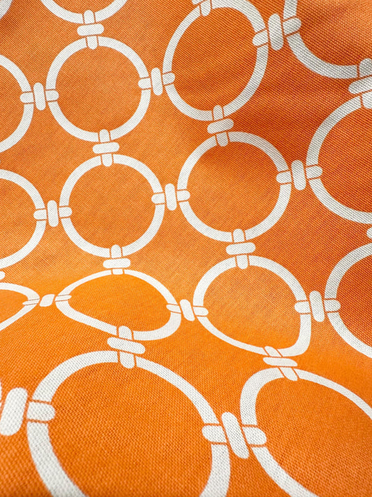 ORANGE WHITE Printed Upholstery Drapery Cotton Fabric (54 in.) Sold By The Yard