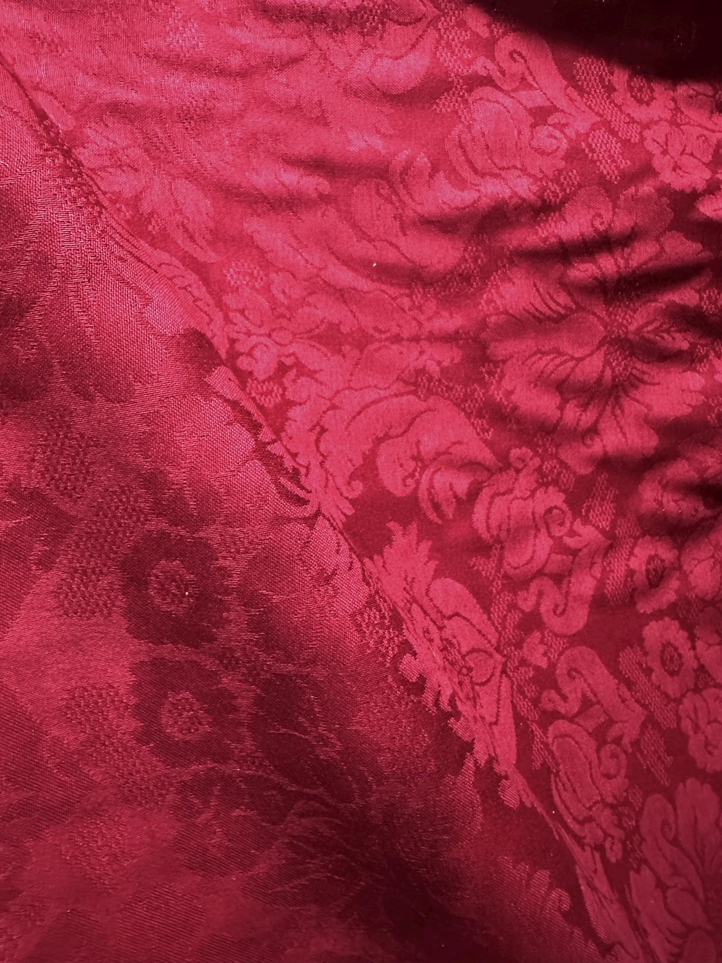 DARK RED Damask Brocade Upholstery Drapery Fabric (54 in.) Sold By The Yard