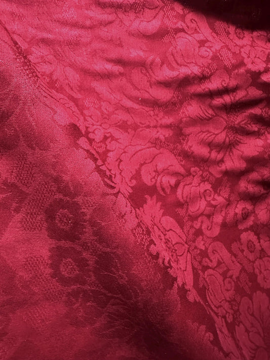 DARK RED Damask Brocade Upholstery Drapery Fabric (54 in.) Sold By The Yard