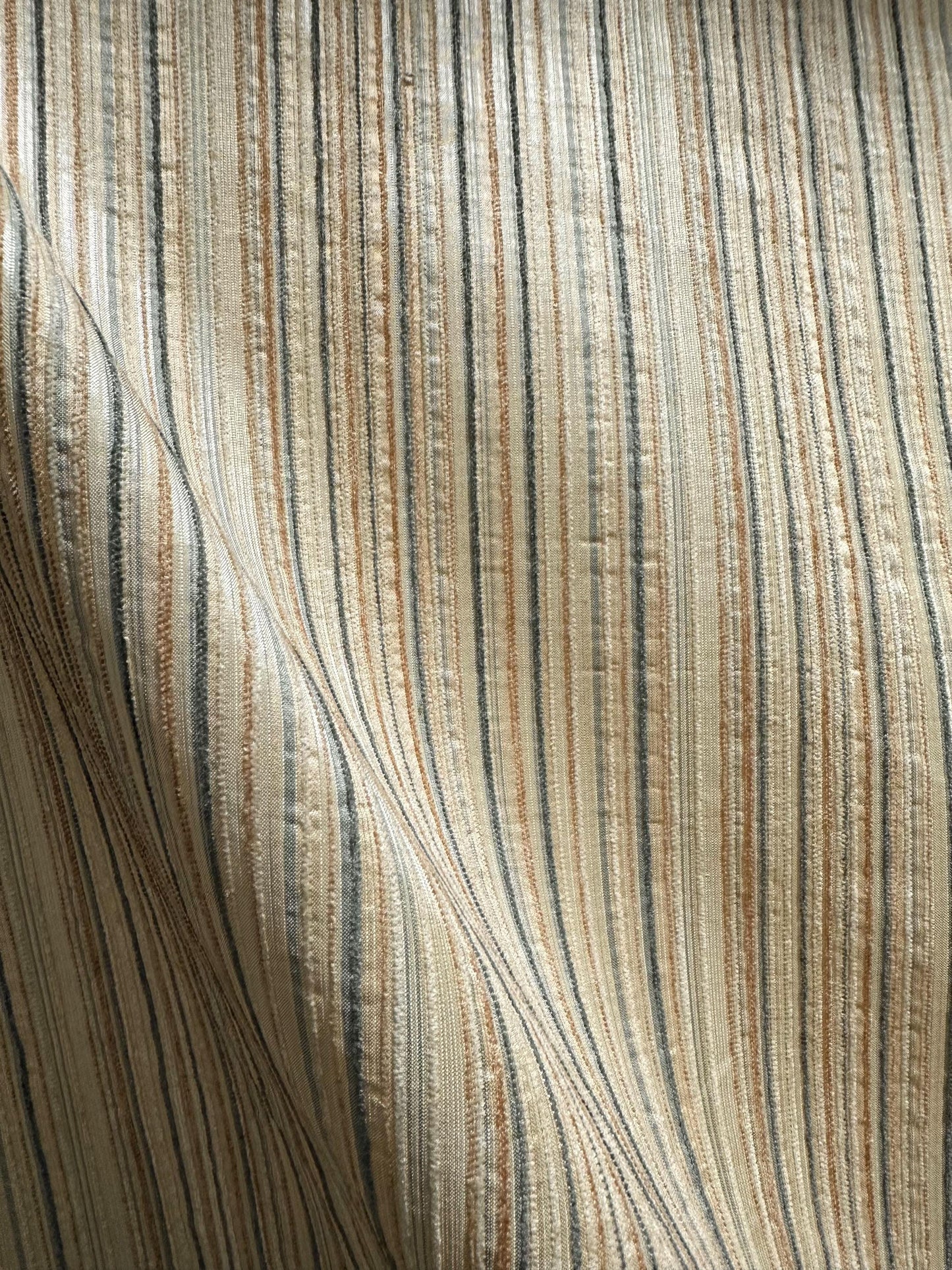 BEIGE MULTICOLOR Striped Chenille Upholstery Brocade Fabric (56 in.) Sold By The Yard