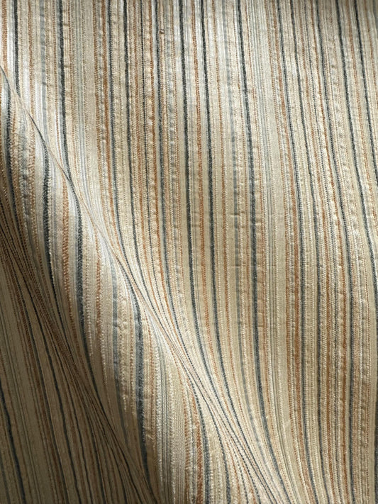 BEIGE MULTICOLOR Striped Chenille Upholstery Brocade Fabric (56 in.) Sold By The Yard