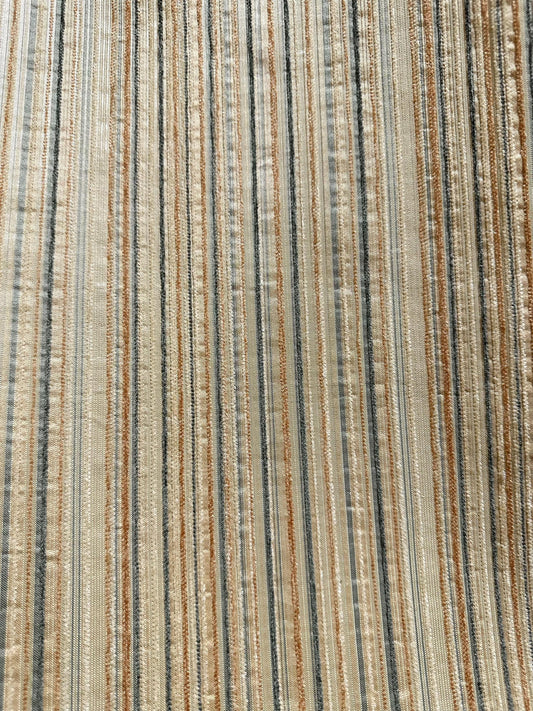 BEIGE MULTICOLOR Striped Chenille Upholstery Brocade Fabric (56 in.) Sold By The Yard