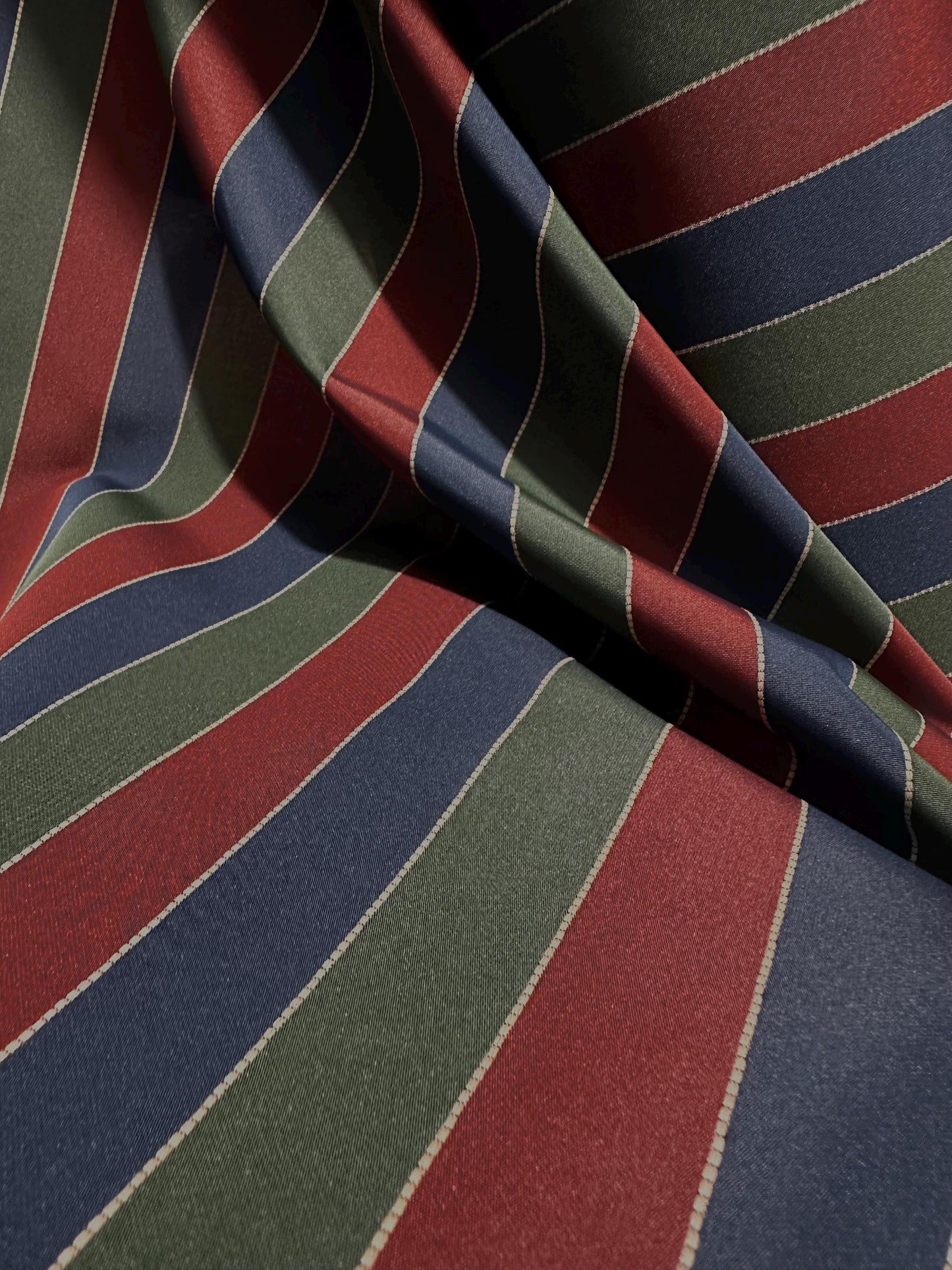 Dark Red Blue Green Striped Taffeta Fabric (54 in.) Sold By The Yard