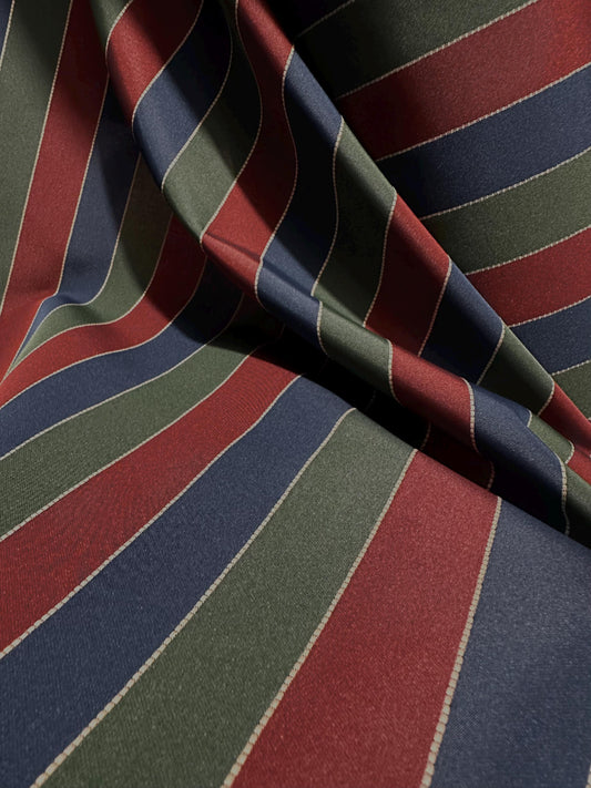 Dark Red Blue Green Striped Taffeta Fabric (54 in.) Sold By The Yard