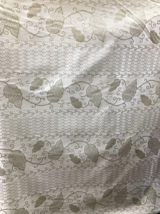 SAGE BEIGE Leaves Floral Upholstery Drapery Brocade Fabric (54 in.) Sold By The Yard