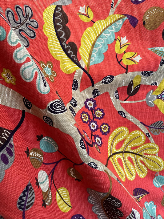 P Kaufmann Orange Multicolor Floral Cotton Pique Fabric (54 in.) Sold By The Yard