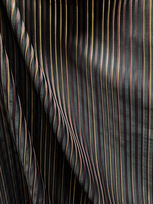 BLACK BURGUNDY GOLD Metallic Striped Brocade Fabric (55 in.) Sold By The Yard