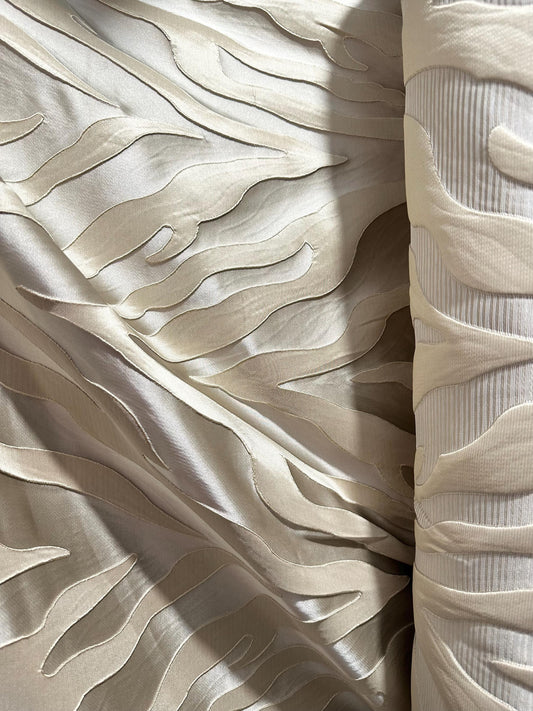BEIGE Zebra Brocade Upholstery Drapery Fabric (54 in.) Sold By The Yard