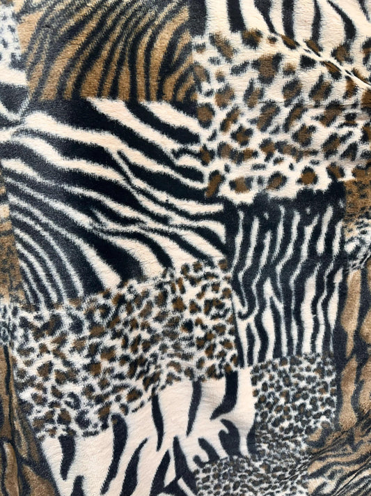 BROWN BLACK Animal Print Short Soft Faux Fake Fur Fabric (60 in.) Sold By The Yard