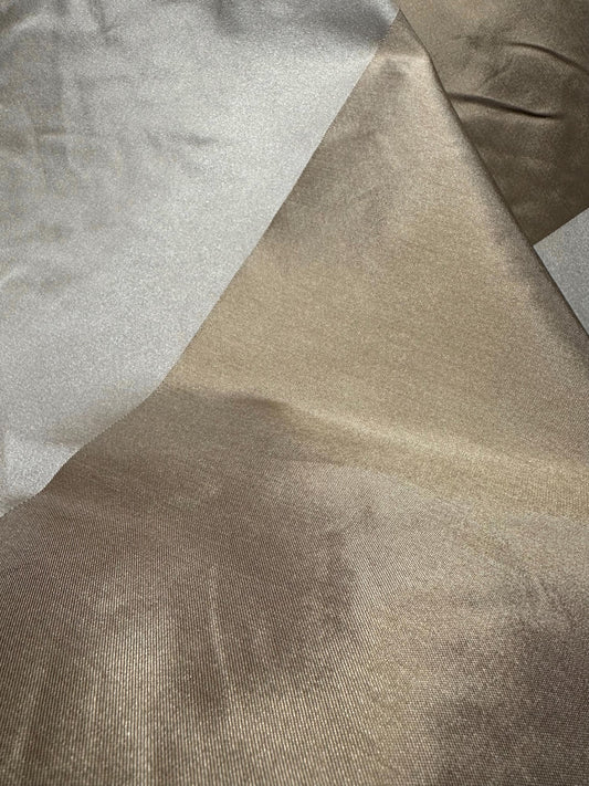 IVORY GOLD Striped Taffeta Brocade Drapery Fabric (54 in.) Sold By The Yard