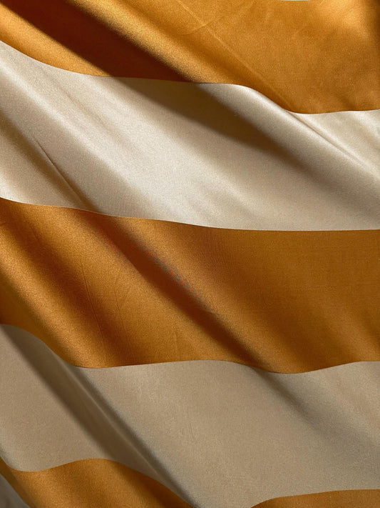 GOLD DARK GOLD Striped Taffeta Brocade Drapery Fabric (54 in.) Sold By The Yard