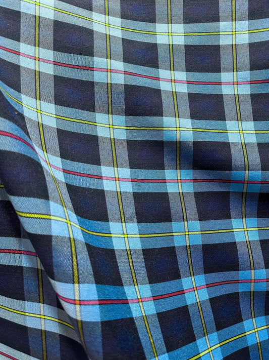 BLUE RED YELLOW Plaid Poly Cotton Uniform Poplin Fabric (60 in.) Sold By The Yard