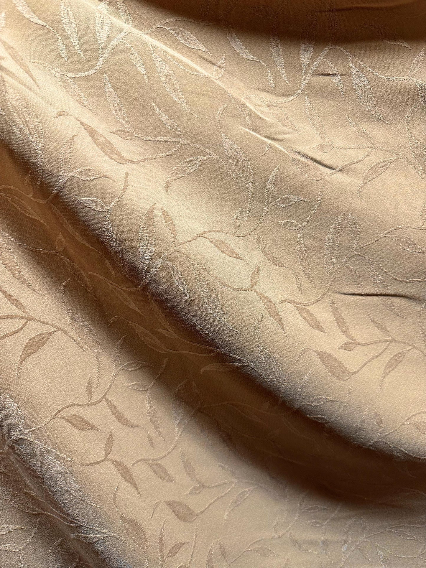 TAN Soft Floral Brocade Fabric (60 in.) Sold By The Yard