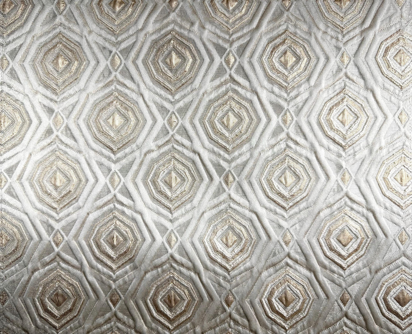 IVORY GOLD Raised Geometric Brocade Upholstery Drapery Fabric (110 in.) Sold By The Yard
