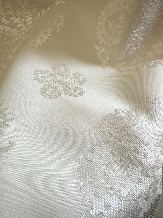 WHITE Floral Brocade Upholstery Drapery Fabric (54 in.) Sold By The Yard
