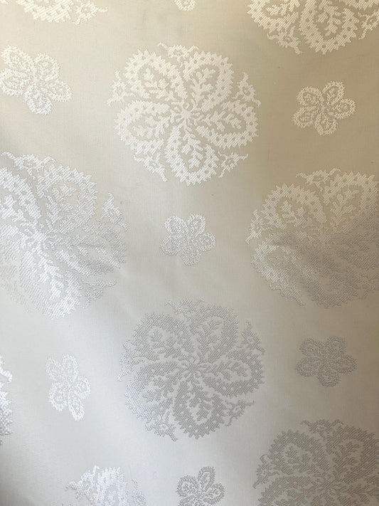 WHITE Floral Brocade Upholstery Drapery Fabric (54 in.) Sold By The Yard