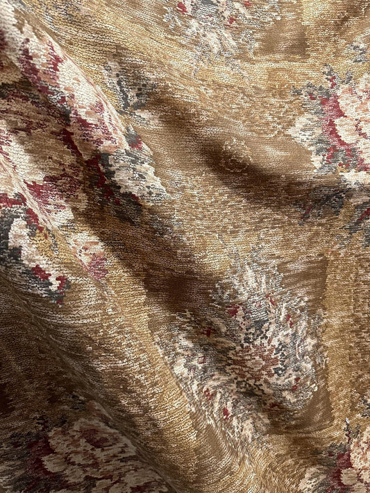 GOLDEN BROWN Printed Upholstery Drapery Cotton Fabric (54 in.) Sold By The Yard