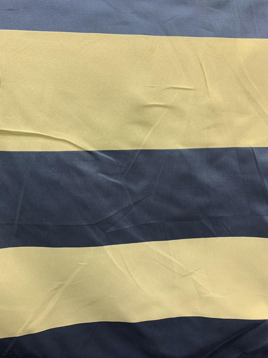 Light Gold Dark Teal Striped Brocade Upholstery Drapery Fabric (54 in.) Sold By The Yard