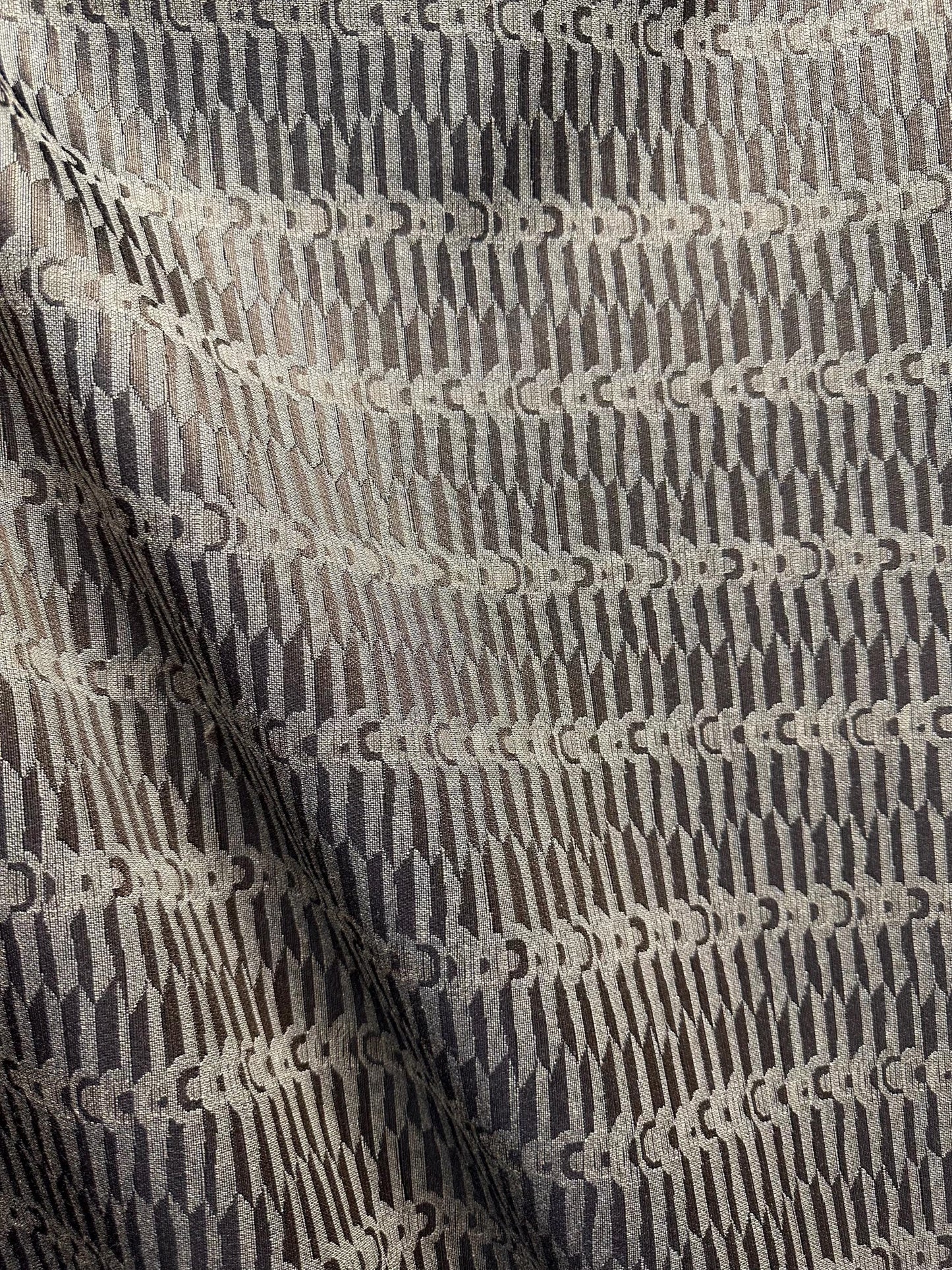 DARK GRAY BEIGE Geometric Brocade Upholstery Fabric (54 in.) Sold By The Yard