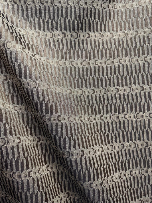 DARK GRAY BEIGE Geometric Brocade Upholstery Fabric (54 in.) Sold By The Yard