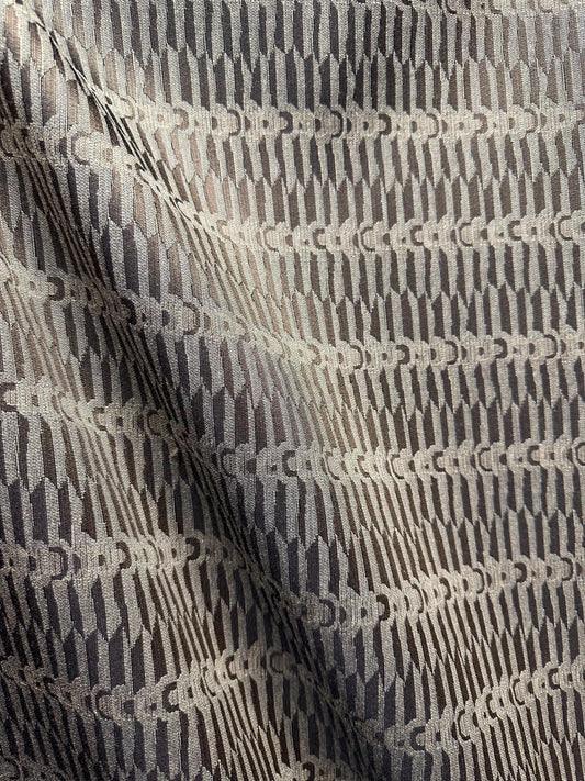DARK GRAY BEIGE Geometric Brocade Upholstery Fabric (54 in.) Sold By The Yard