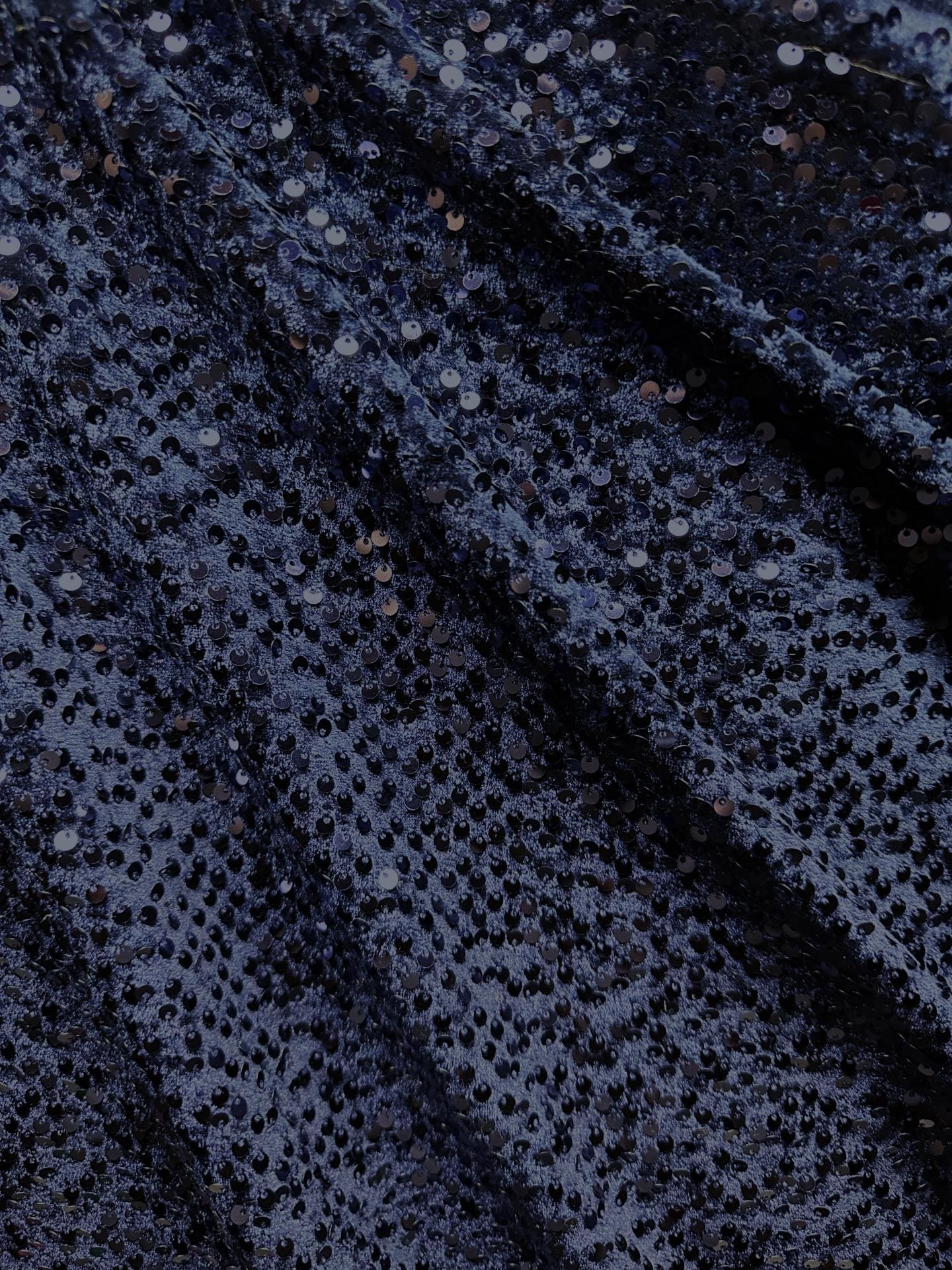 NAVY BLUE Sequins Stretch Velvet Fabric (58 in.) Sold By The Yard