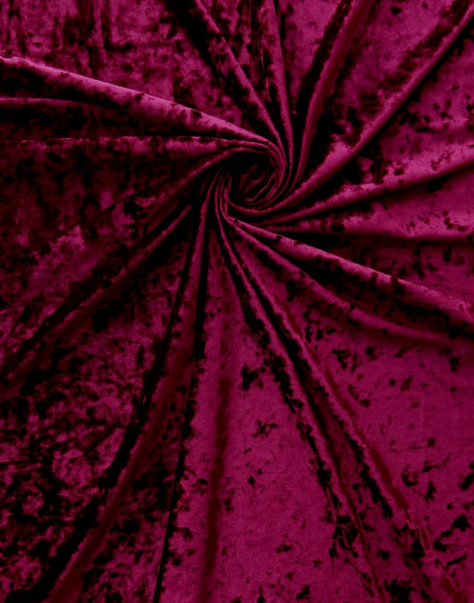BURGUNDY Ice Crushed Stretch Velvet Fabric (58 in.) Sold By The Yard