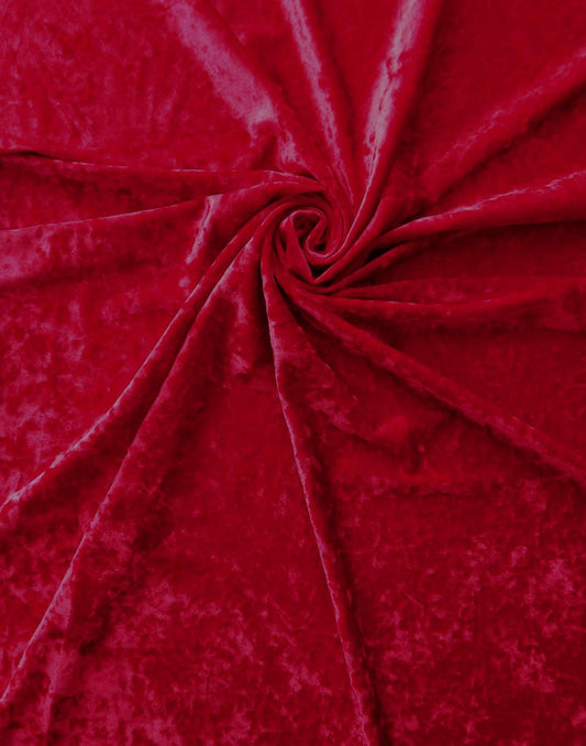 RED Ice Crushed Stretch Velvet Fabric (58 in.) Sold By The Yard