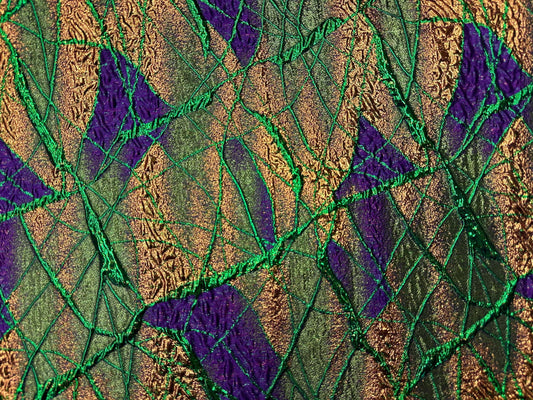 GREEN PURPLE Multicolor Metallic Brocade Fabric (60 in.) Sold By The Yard