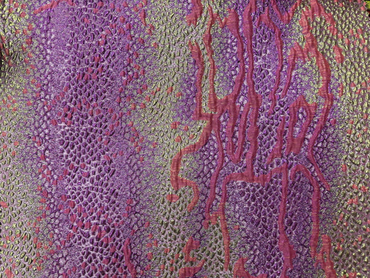 PINK PURPLE Multicolor Reptile Pattern Metallic Brocade Fabric (60 in.) Sold By The Yard