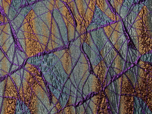 PURPLE ORANGE Multicolor Metallic Brocade Fabric (60 in.) Sold By The Yard