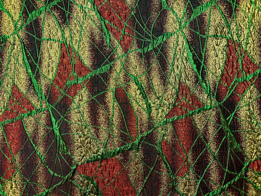 GREEN BLACK GOLD Multicolor Metallic Brocade Fabric (60 in.) Sold By The Yard