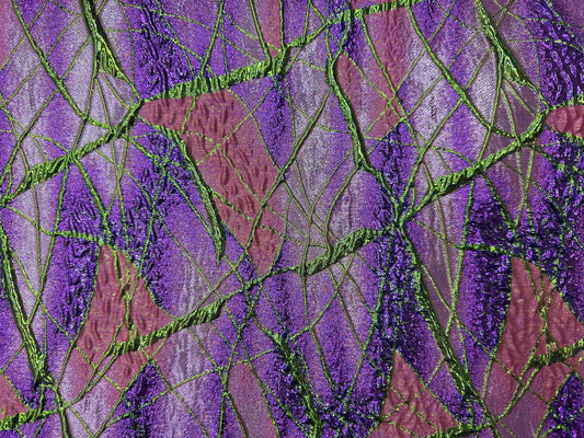 PURPLE GREEN Multicolor Metallic Brocade Fabric (60 in.) Sold By The Yard