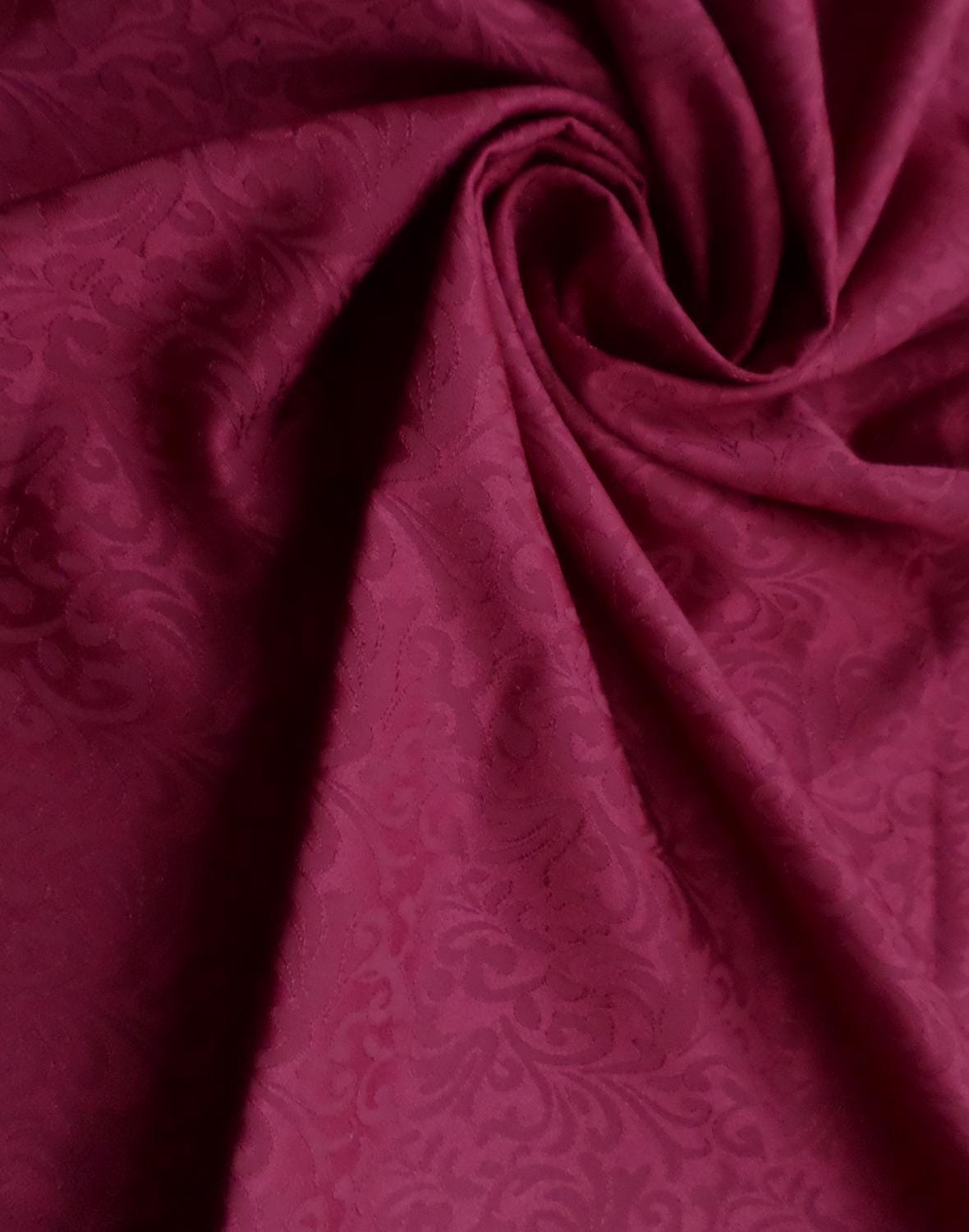 BURGUNDY Floral Brocade Fabric (60 in.) Sold By The Yard