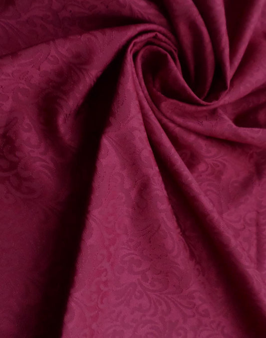 BURGUNDY Floral Brocade Fabric (60 in.) Sold By The Yard