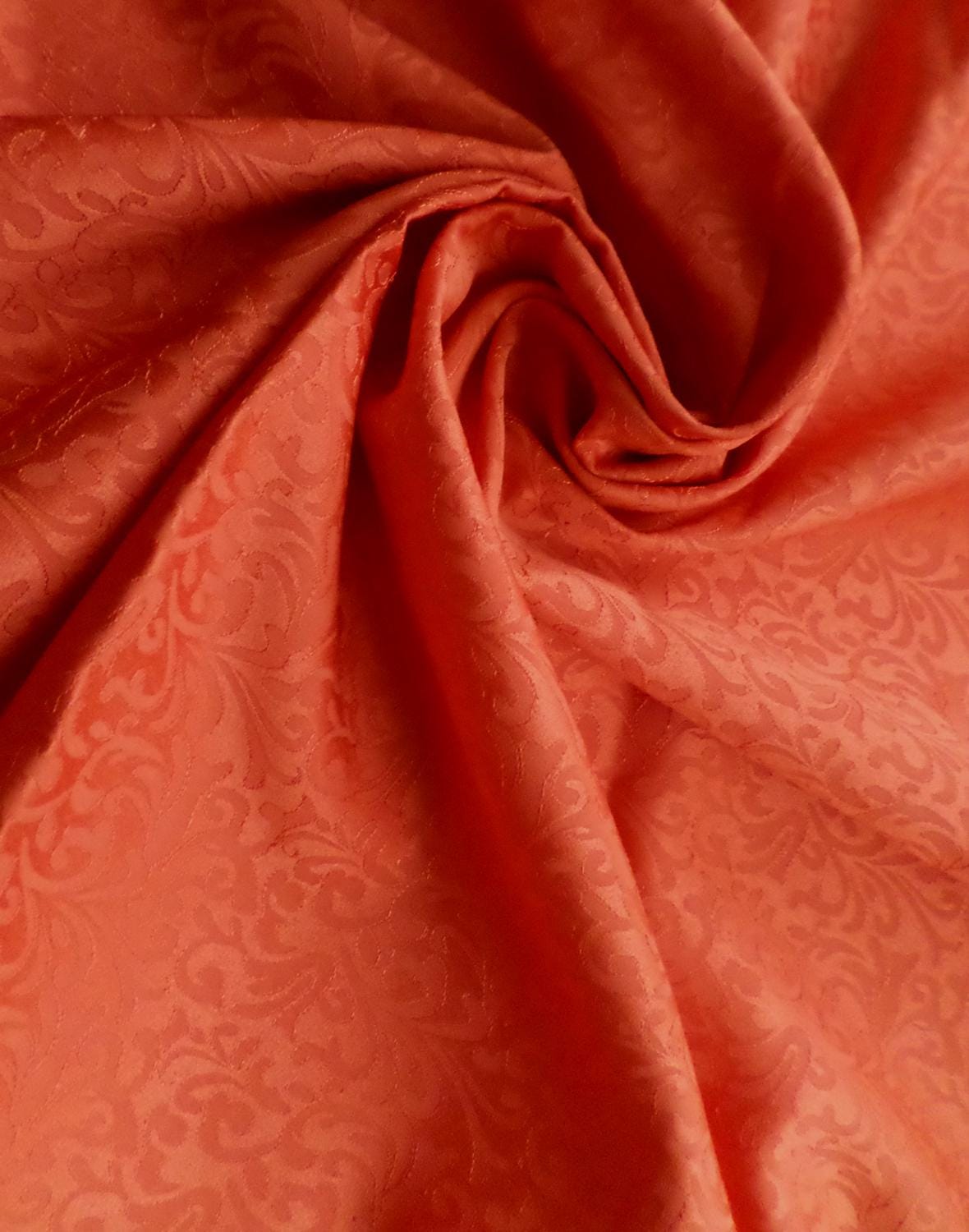 ORANGE Floral Brocade Fabric (60 in.) Sold By The Yard