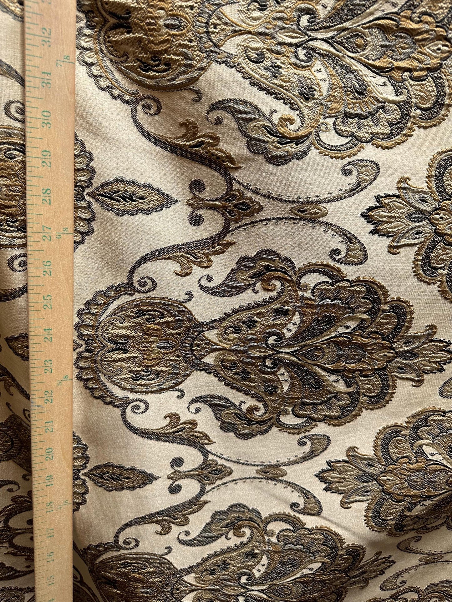 GOLD BLACK Damask Brocade Upholstery Drapery Fabric (110 in.) Sold By The Yard