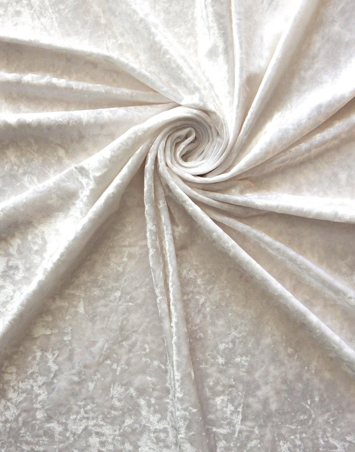 WHITE Ice Crushed Stretch Velvet Fabric (58 in.) Sold By The Yard