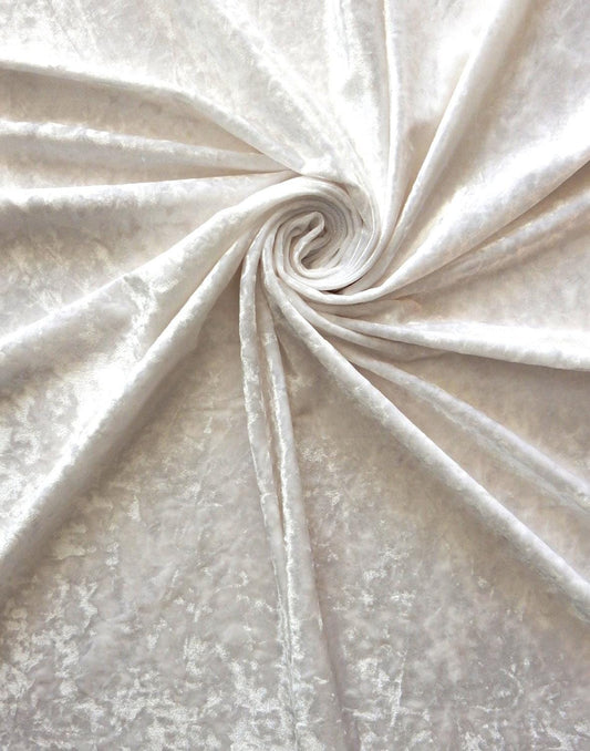 WHITE Ice Crushed Stretch Velvet Fabric (58 in.) Sold By The Yard