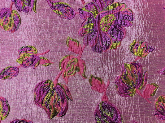 PINK GREEN Floral Brocade Fabric (60 in.) Sold By The Yard
