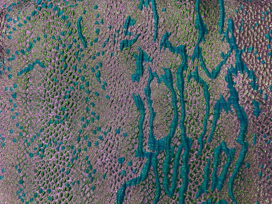 TEAL PINK Multicolor Reptile Pattern Metallic Brocade Fabric (60 in.) Sold By The Yard