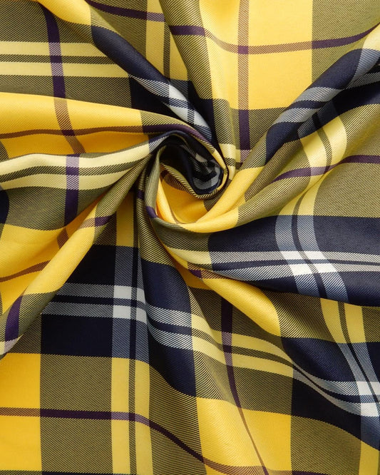 Yellow Navy Tartan Plaid Taffeta Fabric (60 in.) Sold By The Yard