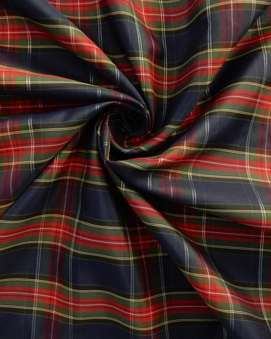 Red Navy Tartan Plaid Taffeta Fabric (60 in.) Sold By The Yard