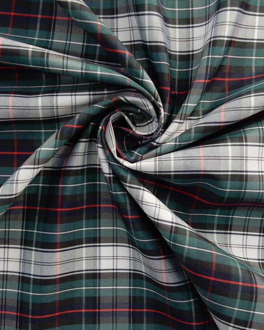 Green White Tartan Plaid Taffeta Fabric (60 in.) Sold By The Yard
