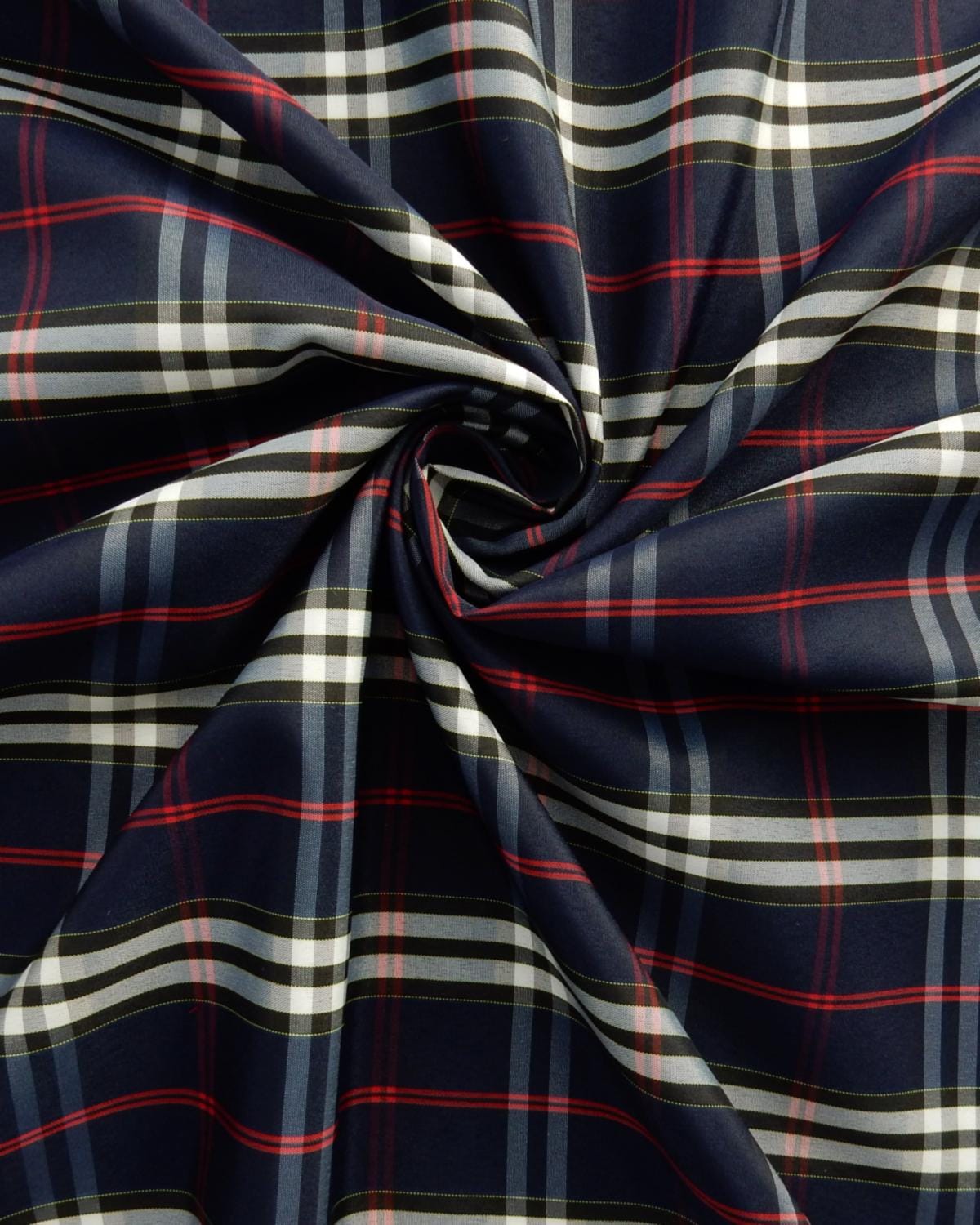Navy White Red Tartan Plaid Taffeta Fabric (60 in.) Sold By The Yard
