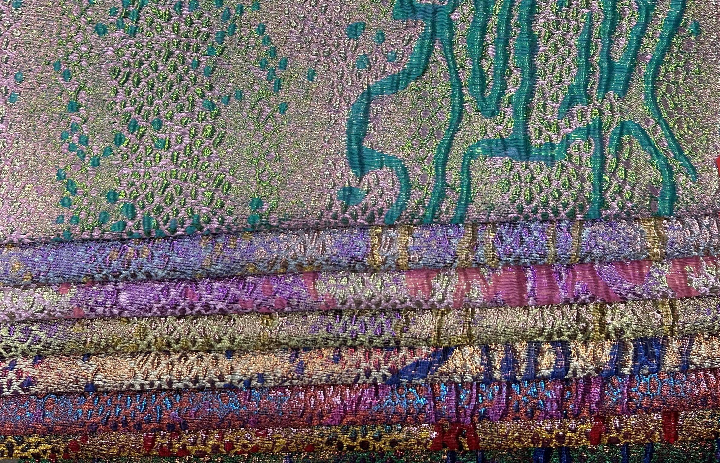 PURPLE GOLD Reptile Pattern Metallic Brocade Fabric (60 in.) Sold By The Yard