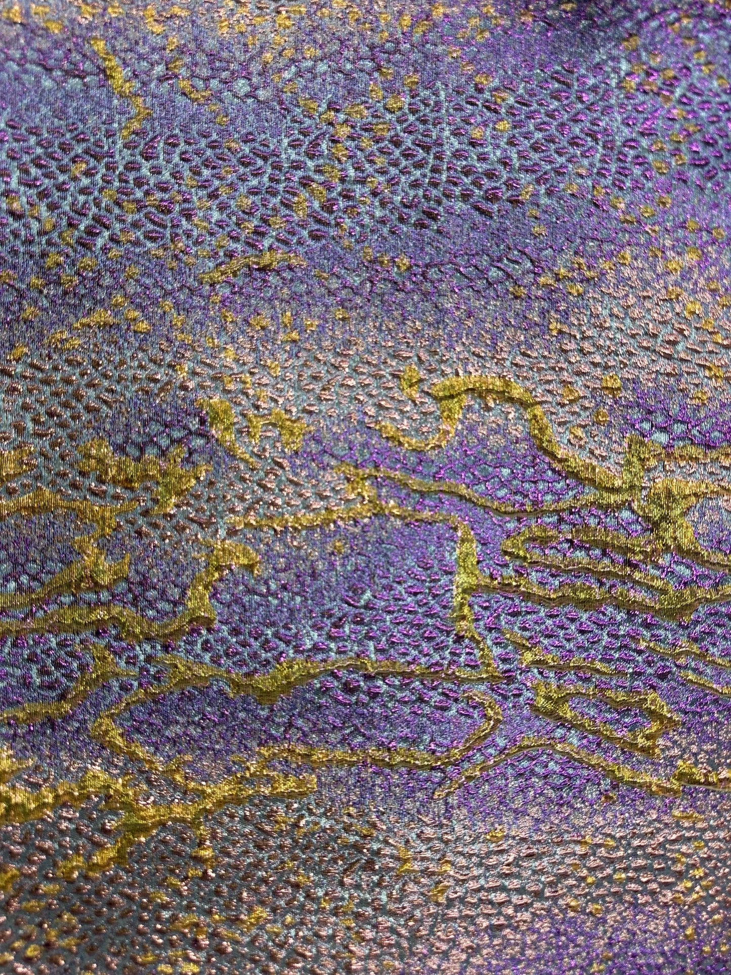 PURPLE GOLD Reptile Pattern Metallic Brocade Fabric (60 in.) Sold By The Yard